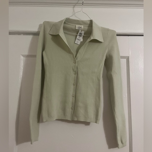 Wilfred Cove Sweater Button Up Polo green with tag - Picture 3 of 5